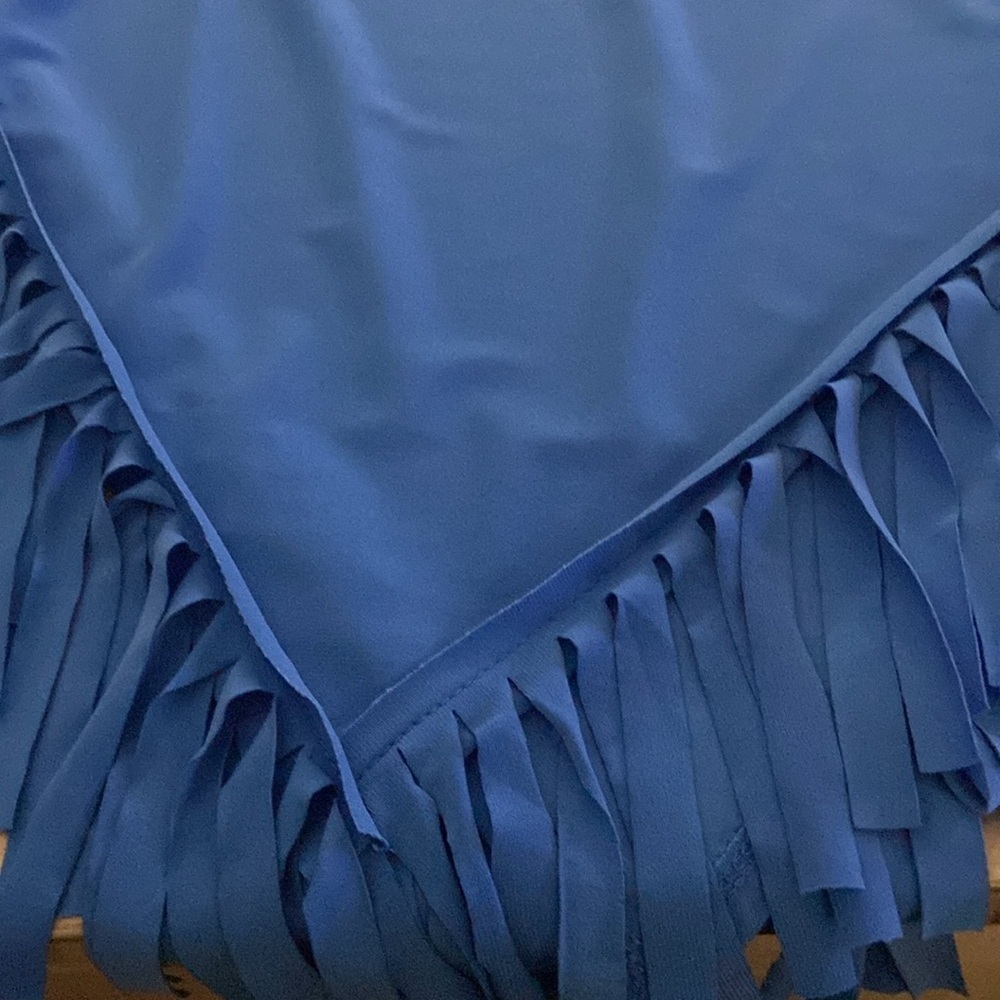 Attitudes by Renee Como Jersey Fringe Trim Poncho Blue Grotto M/L - Picture 13 of 15
